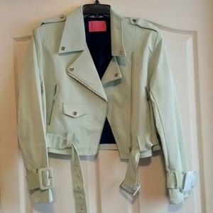 AZALEA WANG Sage Spring Moto Jacket. Size Large